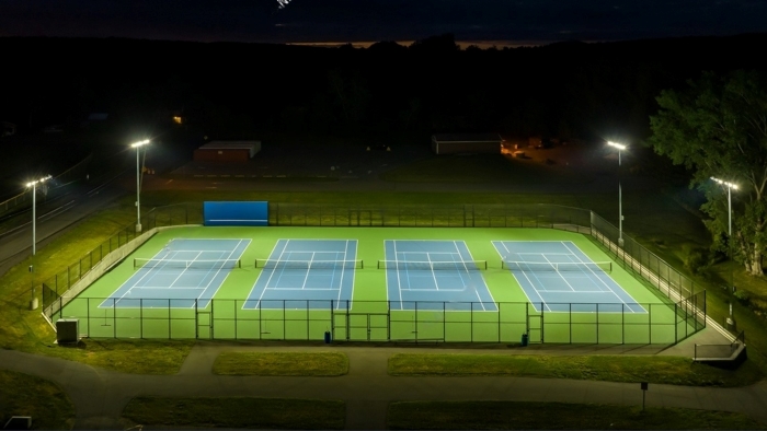pickleball on tennis court 
