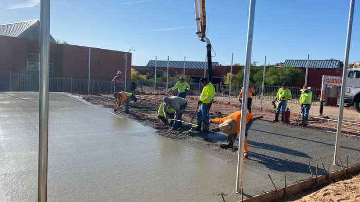 Pouring Concrete For Laying Concrete On Pickleball Court