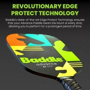 Edge Guard Rim Protection Technology Of A Baddle Advance Pickleball Paddle(XT Grip Size)